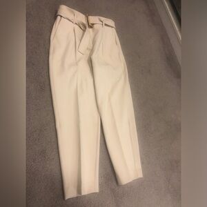 Ann Taylor women  Dress ankle Pants with Self-Tie Waist -cream white
